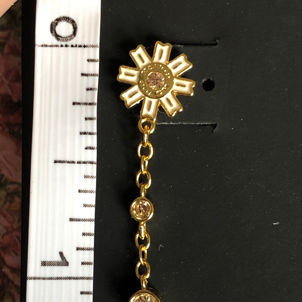 Authentic New with tag COACH Gold Sunburst Drop Earrings with Crystal - Picture 11 of 11